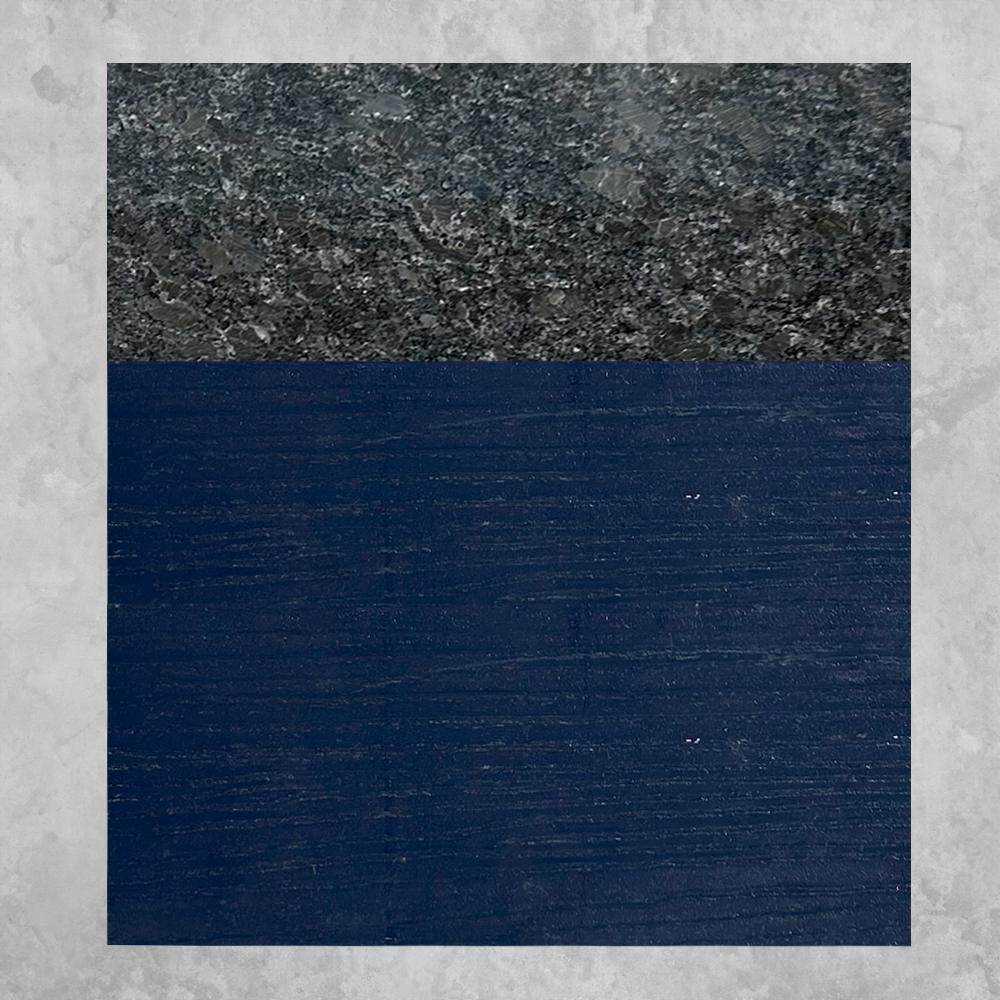 Image of 6ft Outdoor Kitchen - Blue Cabinet w/ Black Granite Countertop